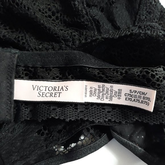 Victoria's Secret Black Lace Bralette Unpadded Size S/P/Ch C75 - Picture 9 of 11